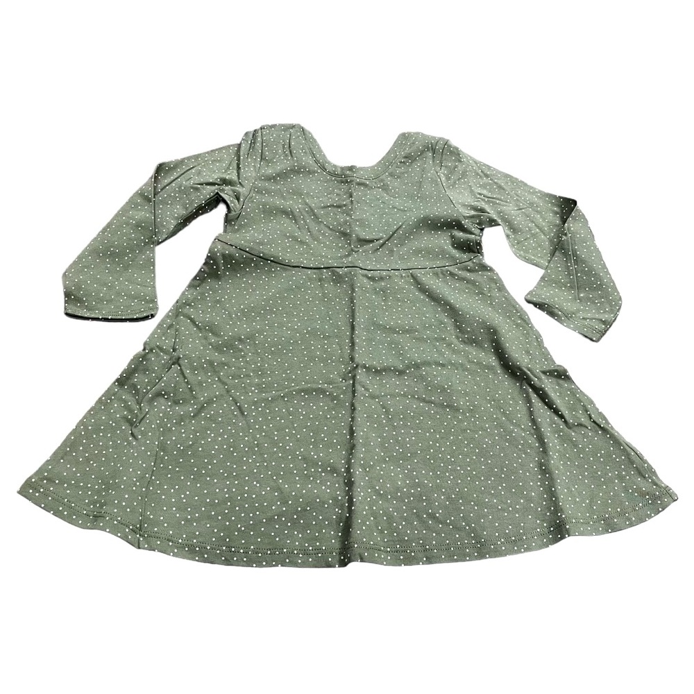 GAP Toddler Girls Cross Back Dress, Green White Polka Dot Print, NEW